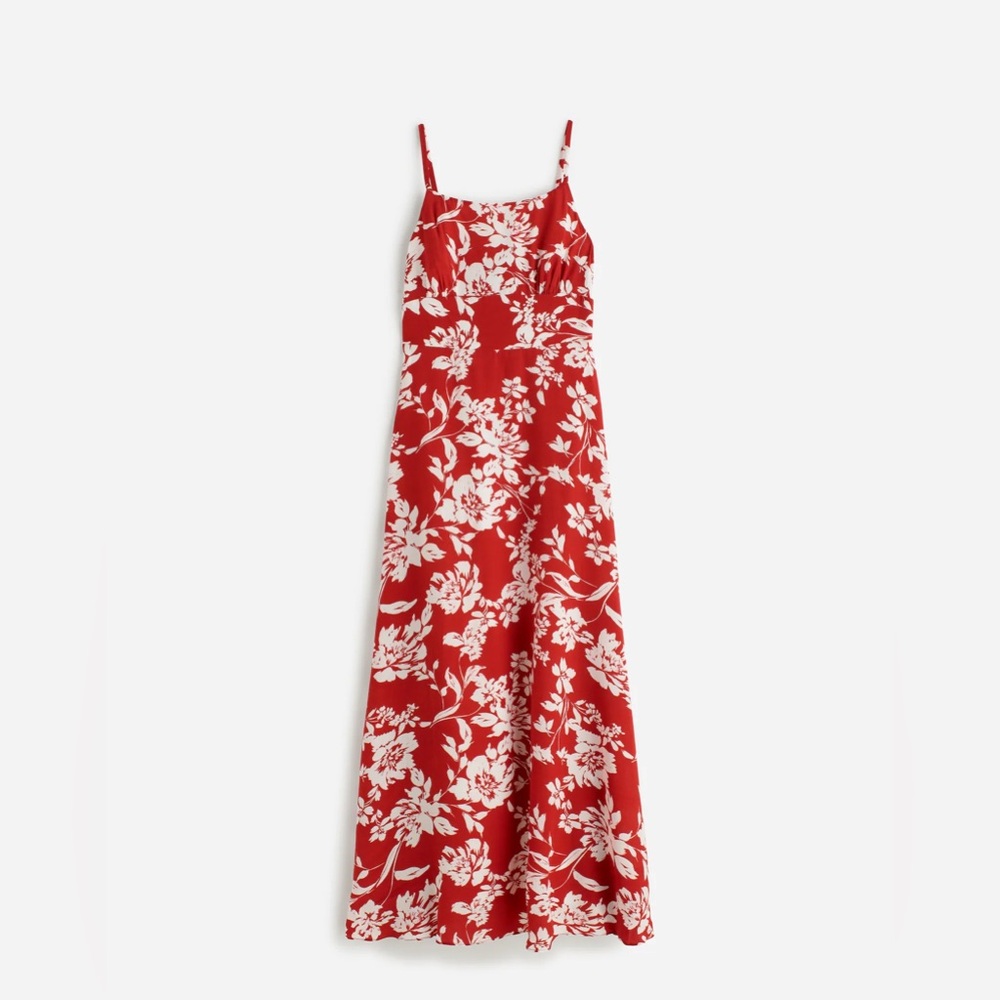 Madewell Square Neck Red Floral Tank Dress